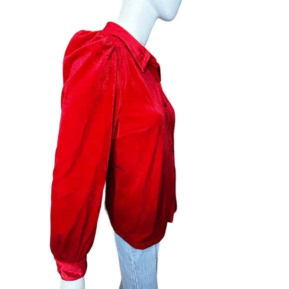 NWT ModCloth Red Velvet Be Buzzworthy Blouse Large - Picture 5 of 11